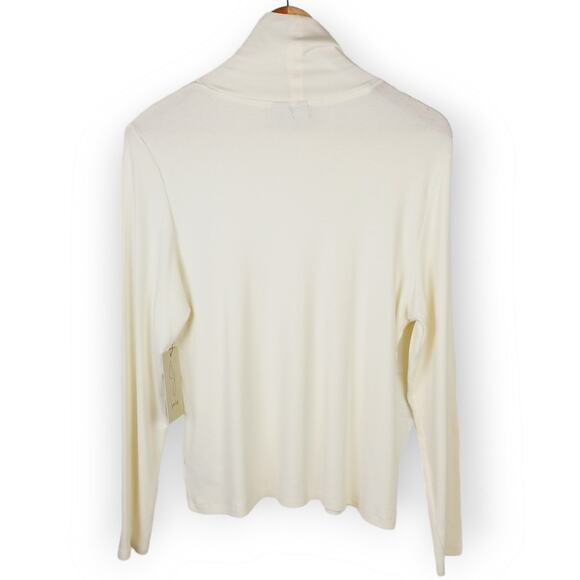 Joie SZ XL Cream Pima Cotton Ribbed Turtleneck NWT - Picture 5 of 6